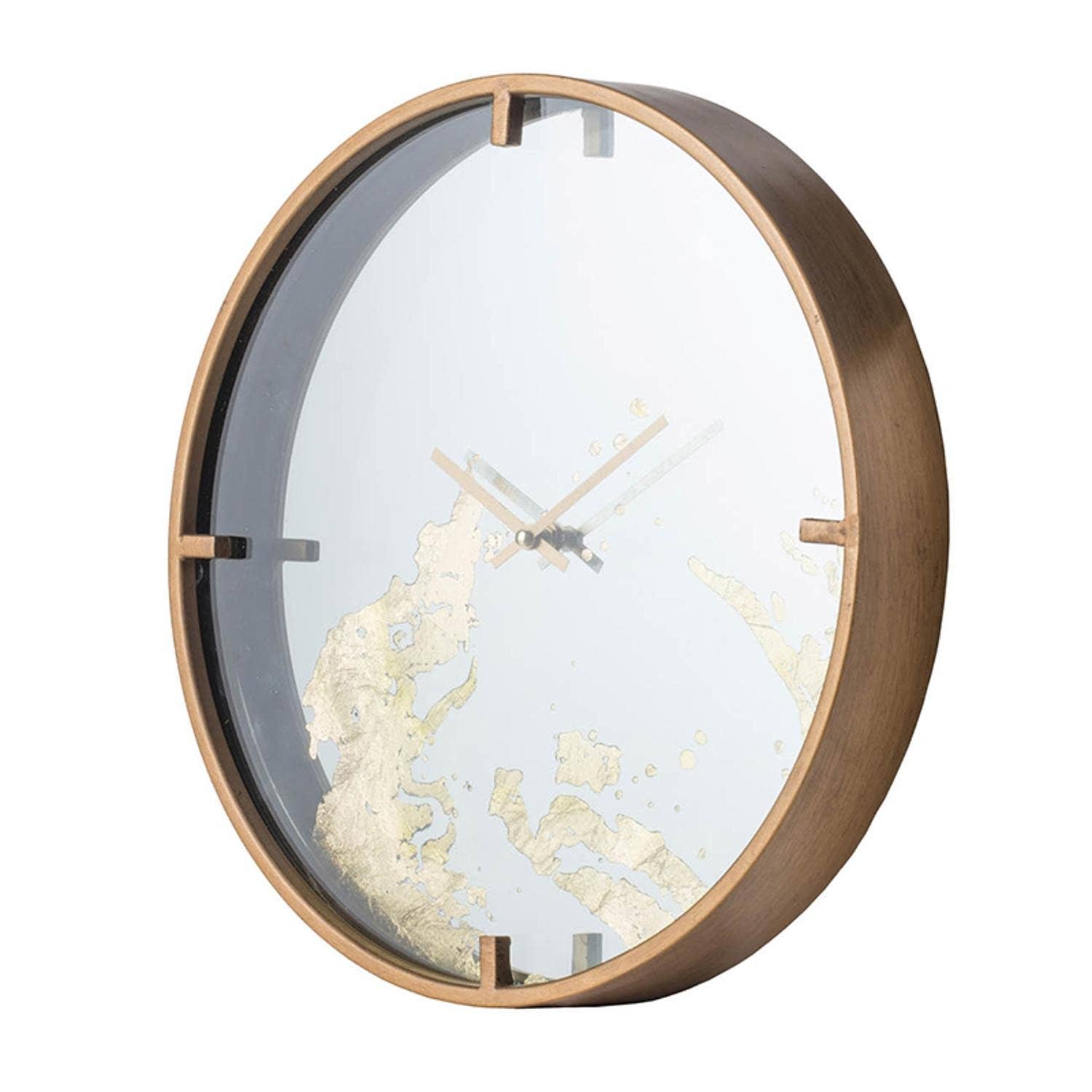 HomeRoots - Wholesale Wall Clock - Modern Minimal 16" Gold and Mirror Round Wall Clock1