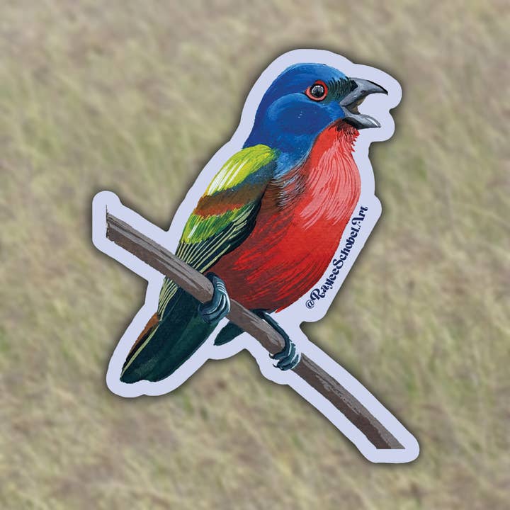 Painted Bunting Vinyl Sticker #2 for wholesale by Raylee Schobel