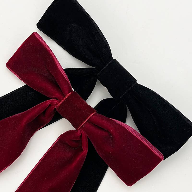 MKS America - Wholesale Hair Clip - Women's - Phasa Velvet Long Ribbon bow hair clips 7 colors11