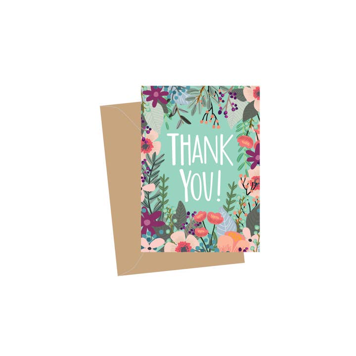 Apartment 2 Cards - Wholesale Thank You Card - Mini Thank You Floral, Folded Enclosure Card