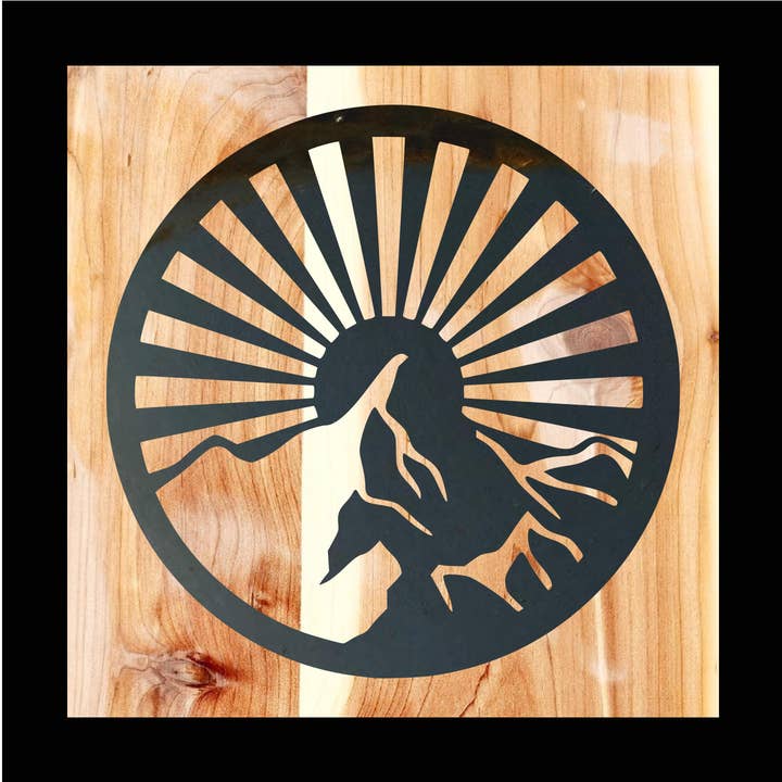 Berg och sol Retro metallskylt för wholesale av Designed With Sparks