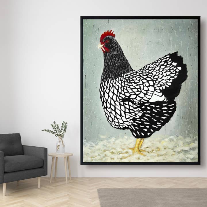 Azul Gallina Wyandotte | impresión enmarcada sobre lienzo 48 «x 60" de venta al por mayor en Faire