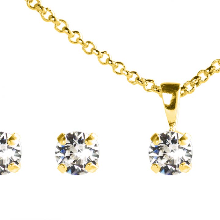 STONE SET COLOR 6MM GOLD PLATED for wholesale by Destellos Mediterranean Jewels