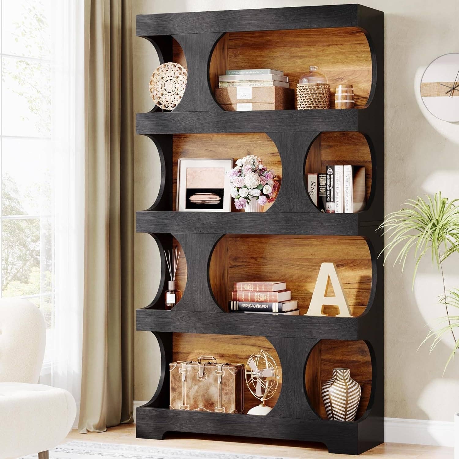 ShipItFurniture - Wholesale Bookcase - Black 71 Inch Tall Bookcase Modern Storage Display1