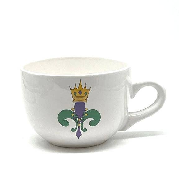 JD & Company - Wholesale Coffee Mug - Mardi Gras Fleur de Lis Gumbo / Soup Mug, 24oz.