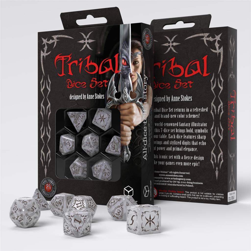 Cardshouse - Wholesale Dice - Tribal Dice Set Pearl & Brown Q-WORKSHOP1
