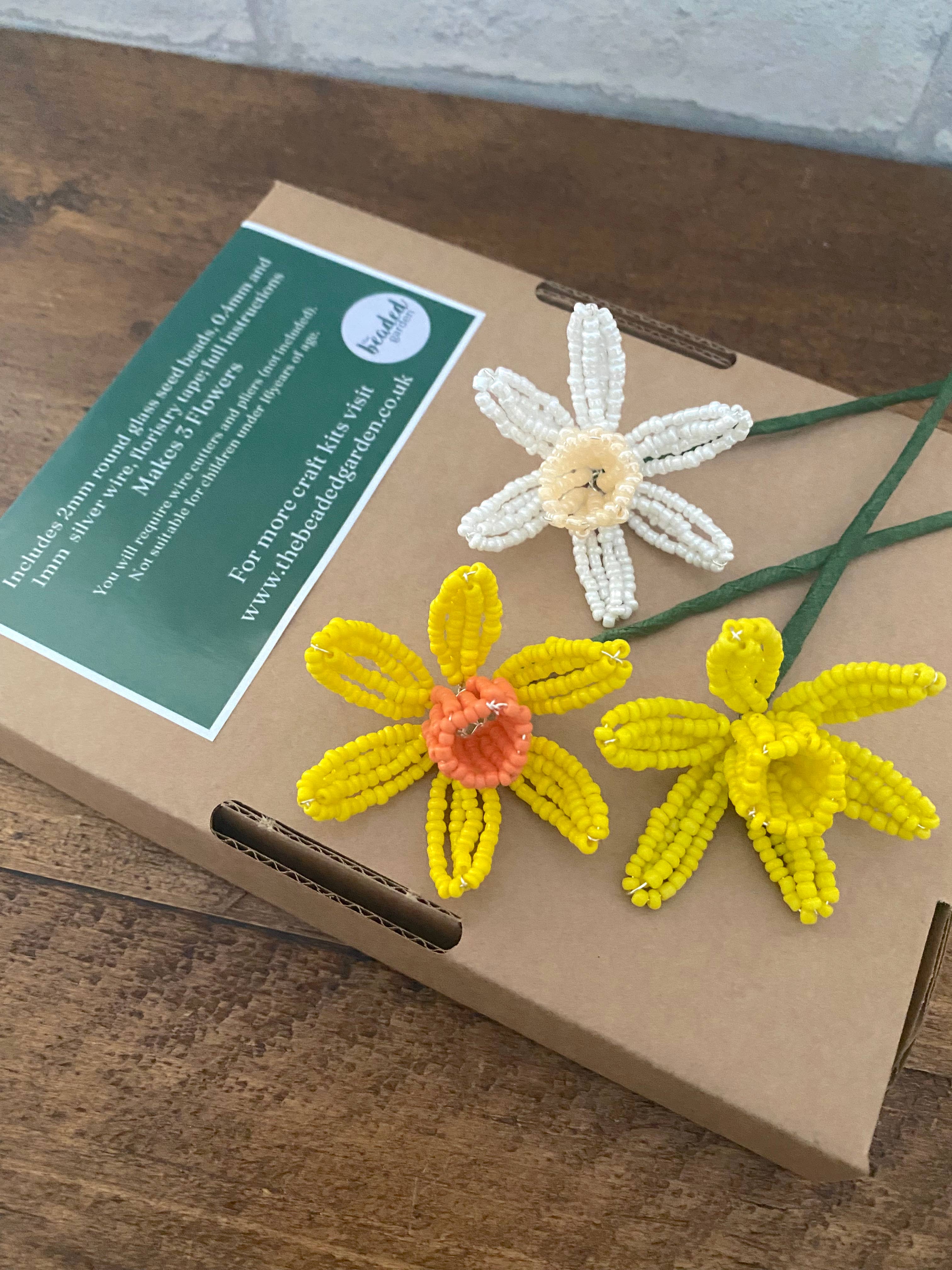 The Beaded Garden – wholesale DIY craft kit – Daffodil Beaded Flower Craft Kit -  A creative gift idea.1