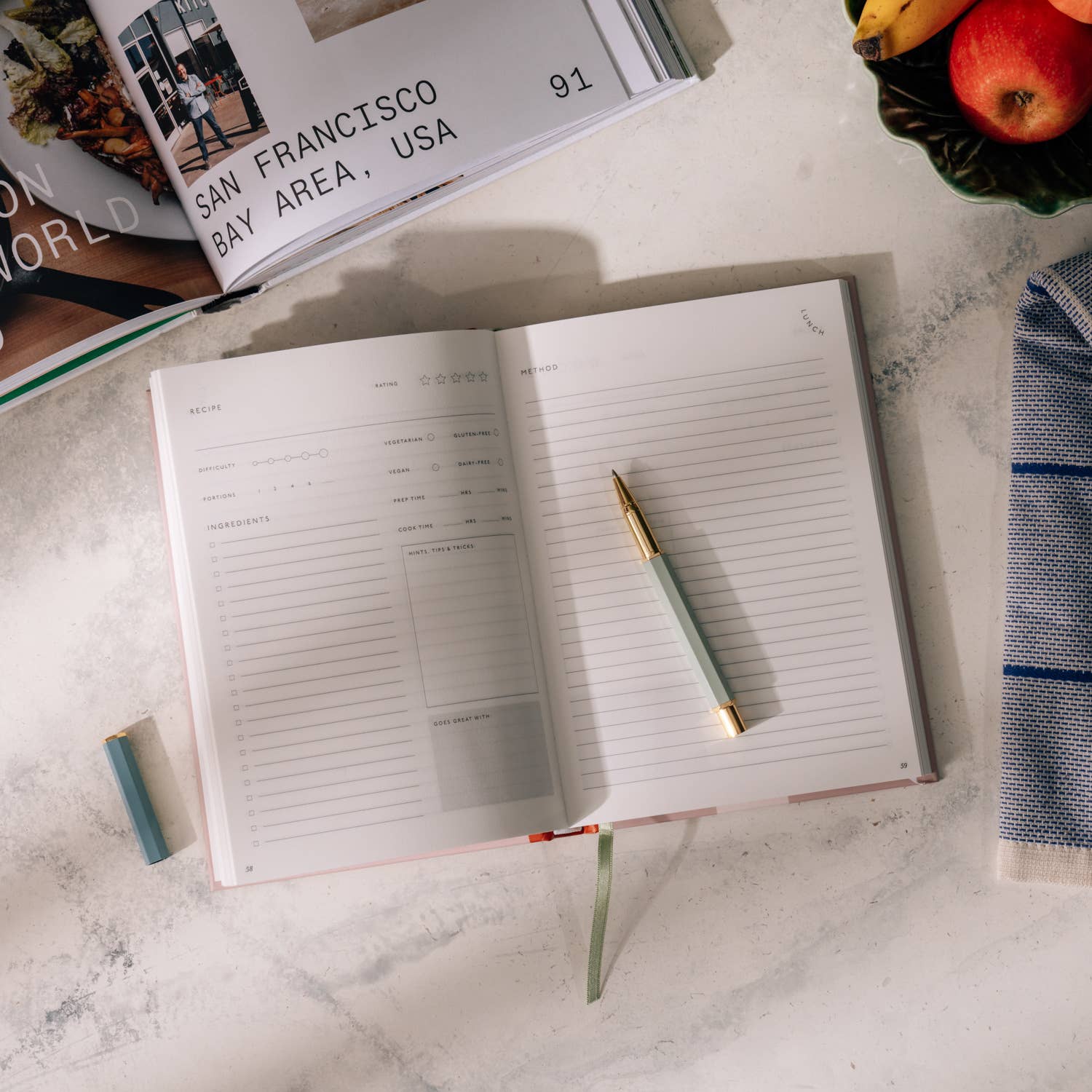 Papier - Wholesale Journal/Diary - Guided Recipe Journal, A5 Hardcover - Al Fresco9