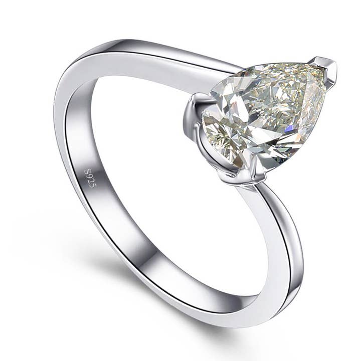 Bague de promesse en argent sterling 925 en forme de poire pour la vente par Sephla