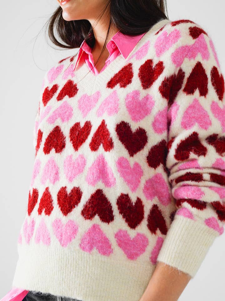 Rosa Camisola Branca Aconchegante Com Corações Rosa para venda a revendedores na Faire3