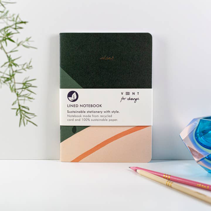 VENT for Change - Wholesale Notebook - Notebook A5 Recycled & Sustainable Lined Paper Ideas - Green