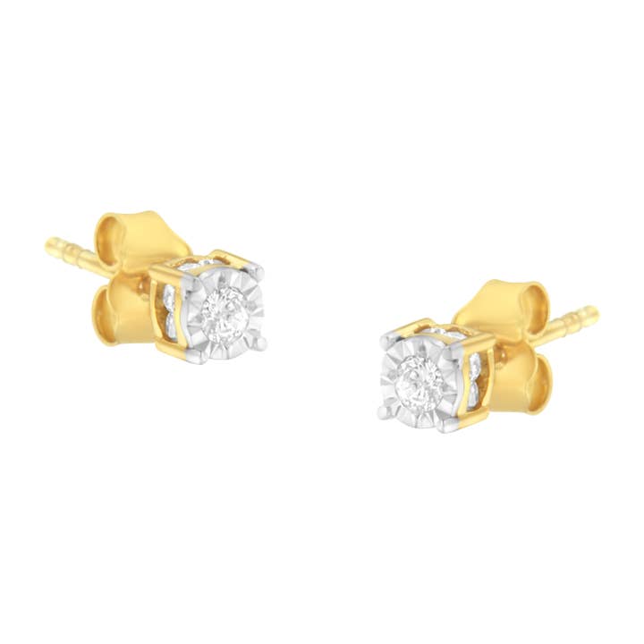 Yellow Plated Sterling Silver 1/4ct Tdw Diamond Stud Earring for wholesale by Infinite Jewels