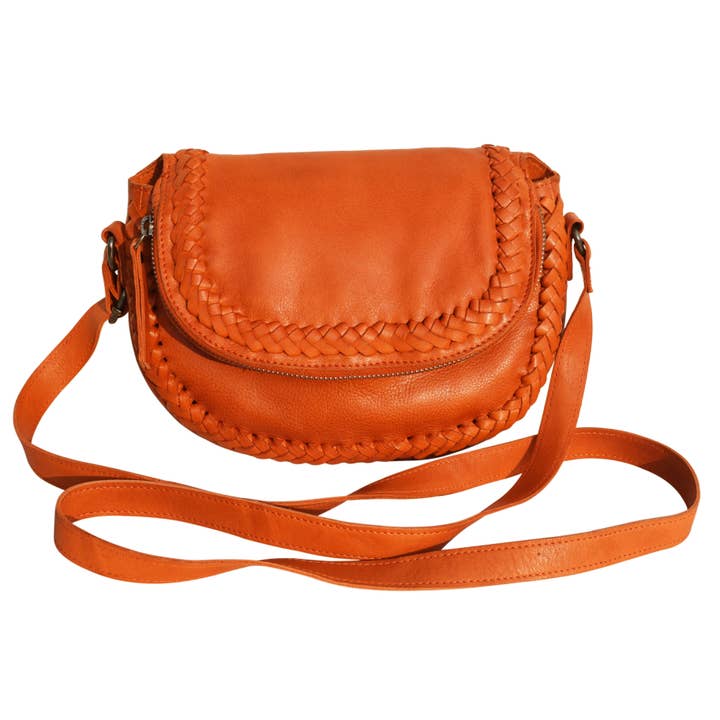 Orange Basil Handcrafted Leather Crossbody Bags for wholesale on Faire3
