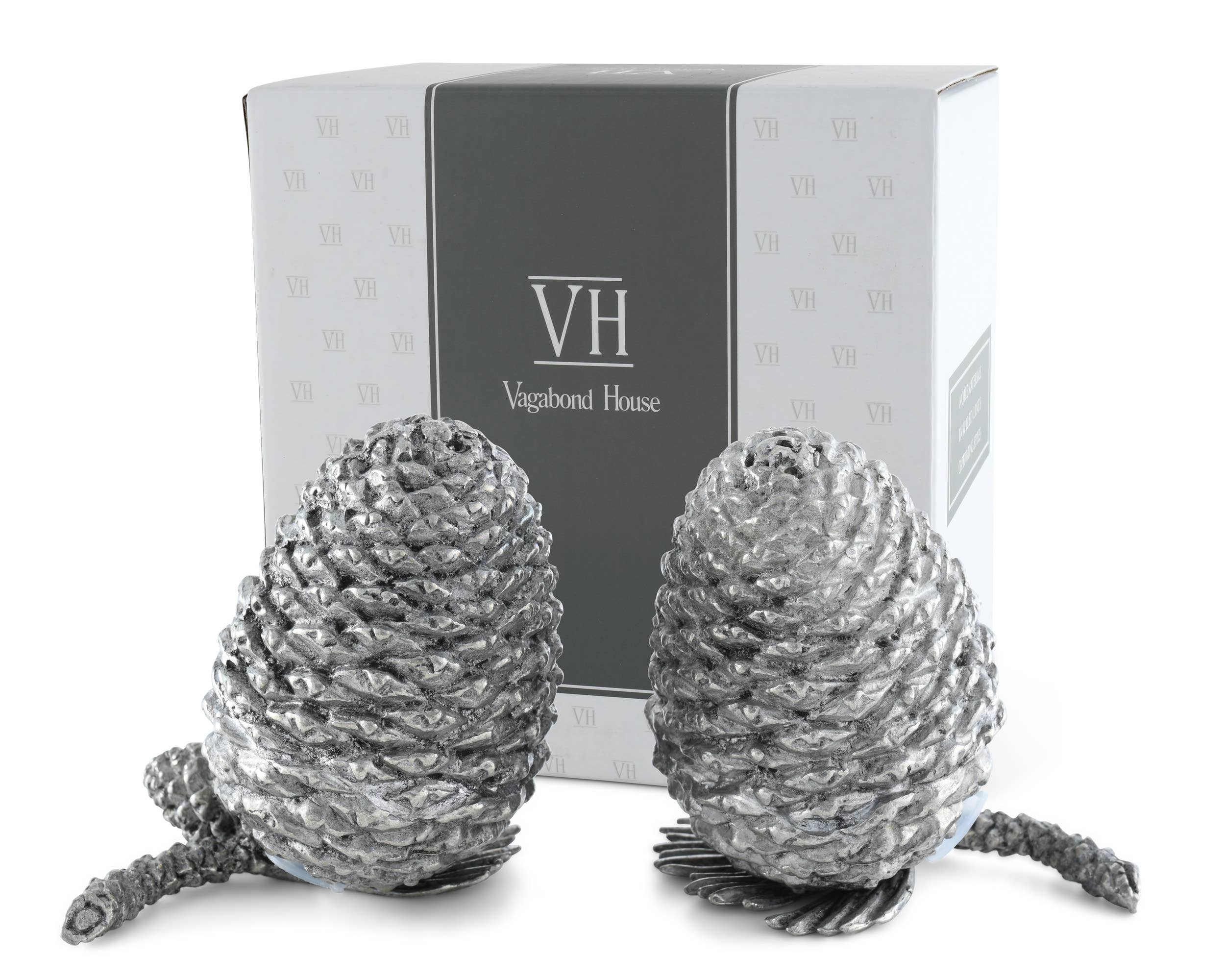 Vagabond House - Wholesale Salt & Pepper Shaker Set - Pewter Pine Cones Salt & Pepper Set5