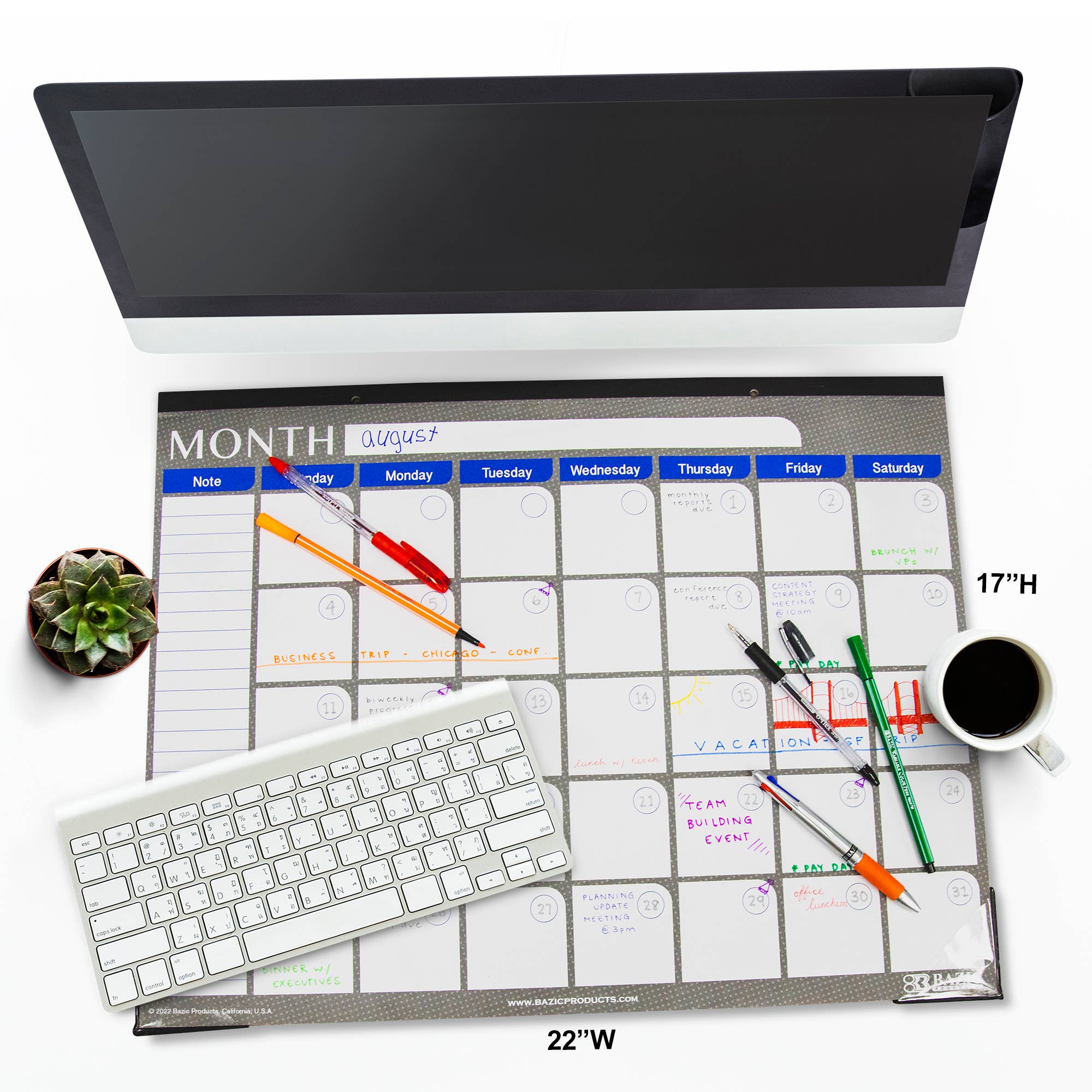 BAZIC Products - Vente Calendrier - Calendrier de bureau 12 mois non daté de 17 po x 22 po4