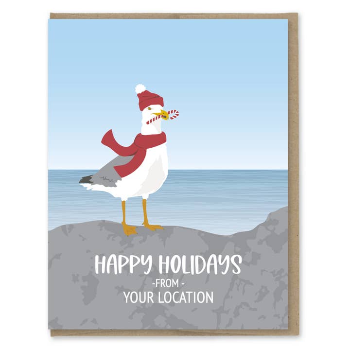 Custom Holiday Card - Festive Seagull for wholesale by Modern Printed Matter