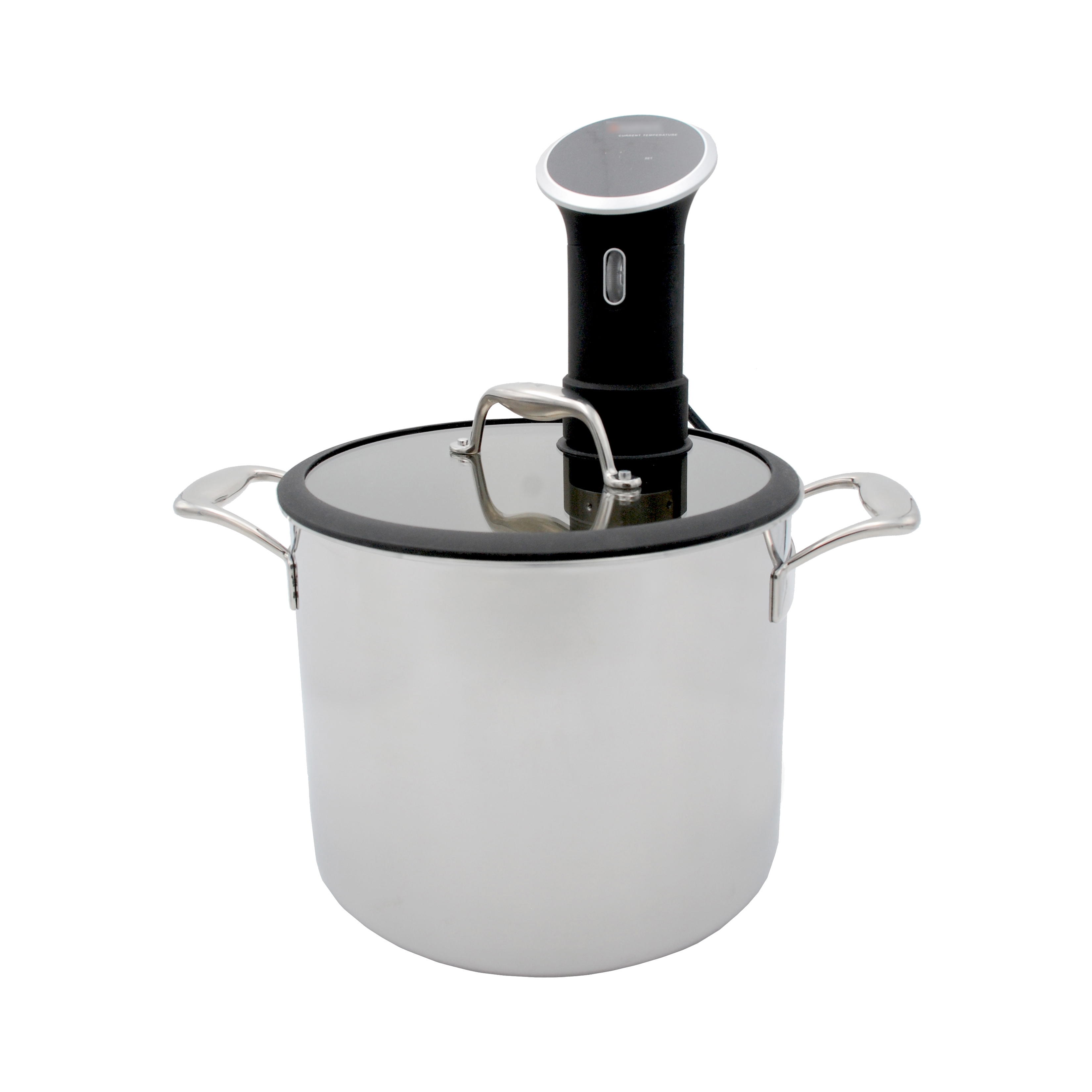 Lynns - Wholesale Cooking Pot - Triply 9.8-Quart Stockpot w/ Portal in Lid for Sous Vide11