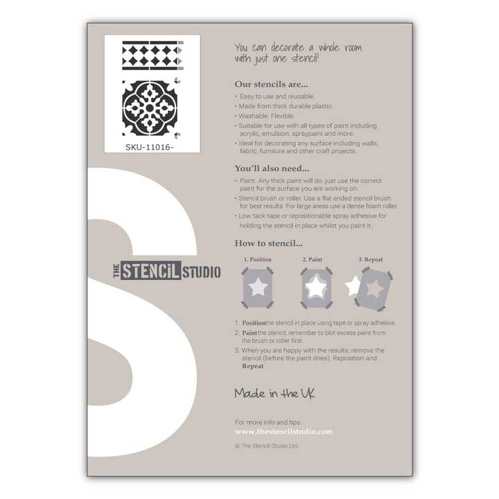 The Stencil Studio - Venta al por mayor Plantilla/troqueles - Plantilla para azulejos y bordes Oakridge