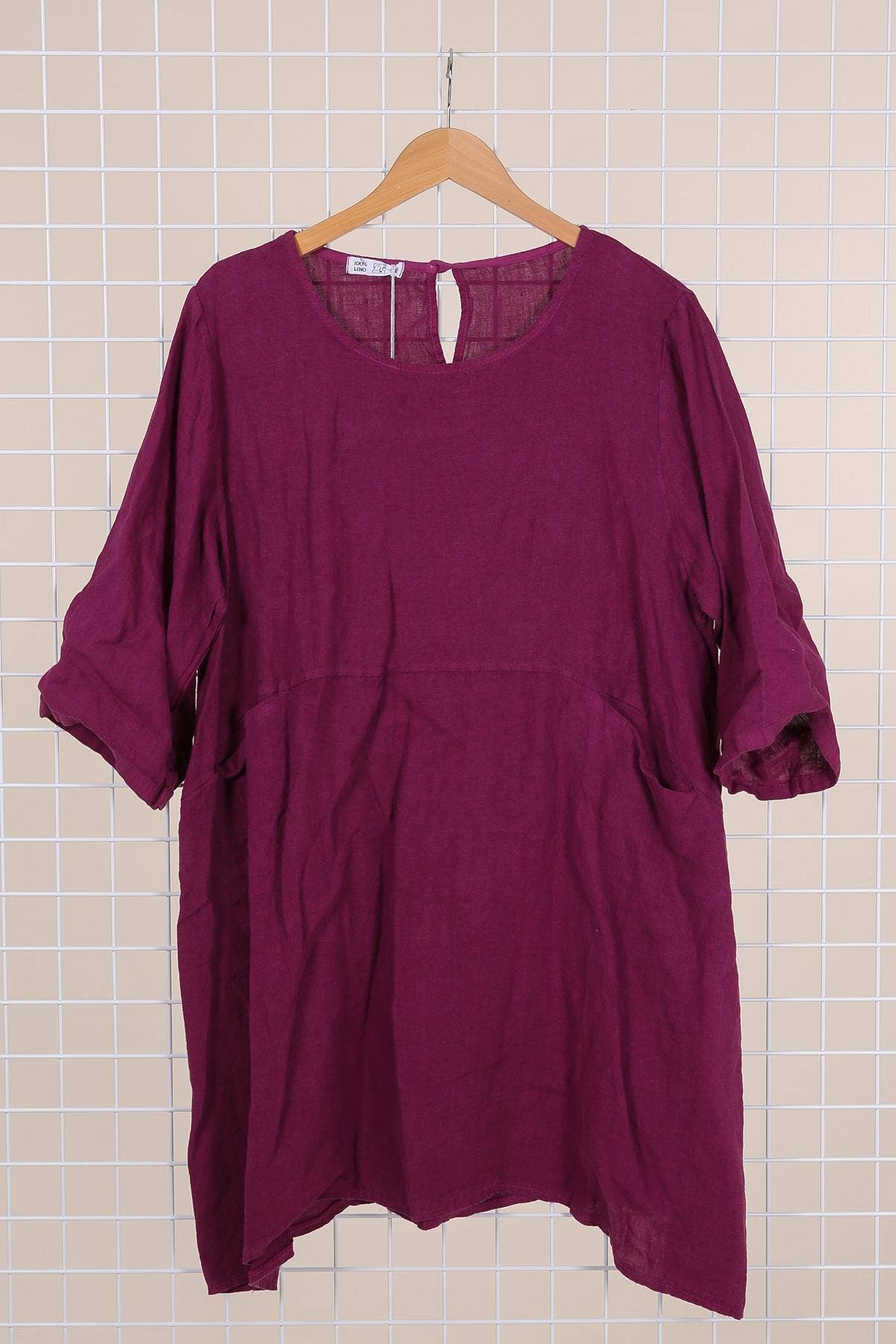 la maison des fibres naturelles – Engroshandel Kjole - Dame – Kort hørkjole med rund hals i 100 % hør 671935