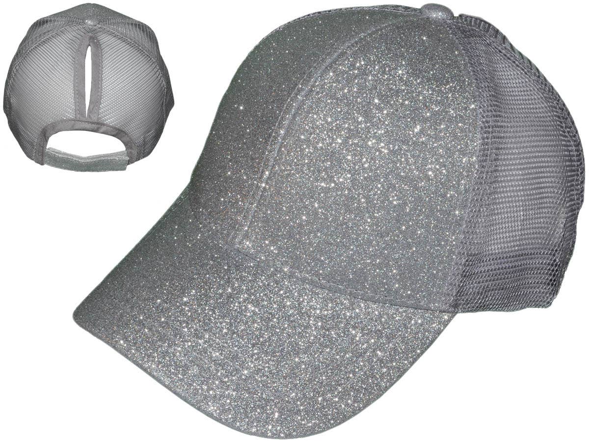Buck Wholesale – wholesale Trucker hat – Women’s – Glitter Ponytail Trucker Hats - Low Profile Structured Mesh4