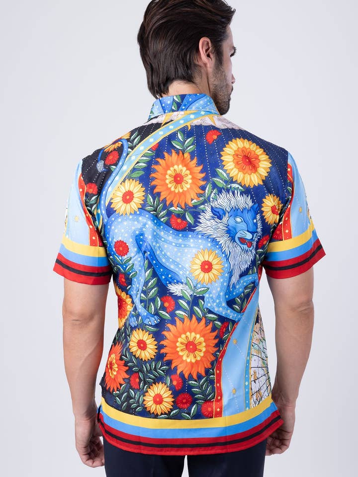 Multi Men's Floral Animal Short Sleeve Shirts 4SST38 for wholesale on Faire3