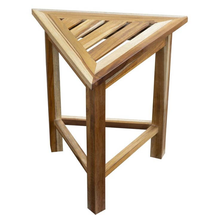 HomeRoots - Wholesale Bench - Hotel Natural Teak 18" Triangle Corner Shower Bench or Shelf0