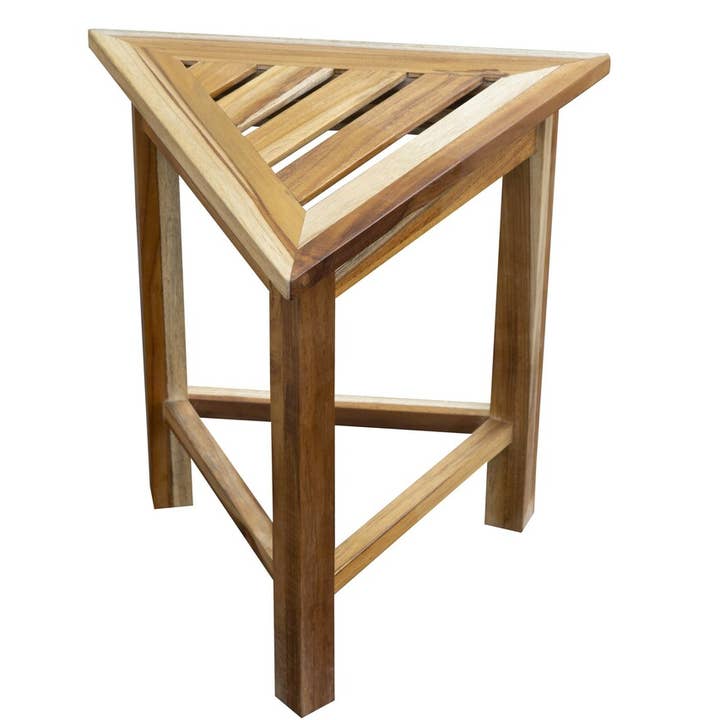 HomeRoots - Wholesale Bench - Hotel Natural Teak 18" Triangle Corner Shower Bench or Shelf