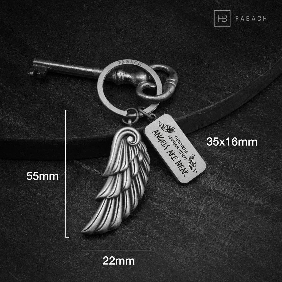 FABACH – Die Schlüsselanhänger-Schmiede - Wholesale Keychain - Unisex - Angels Angel Wing Key Ring - Engraved with Message “Feathers Appear When Angels Are Near” Angel Wing Lucky Charm8