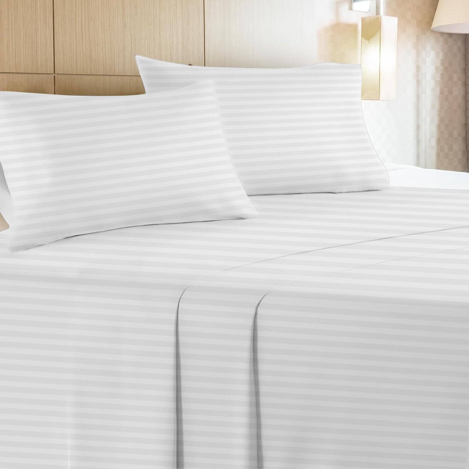 Leluxe Home - Venta al por mayor Juegos de sábanas - Juego de 6 sábanas a rayas Leluxe Home - 100 % microfibra extra suave y sin arrugas0