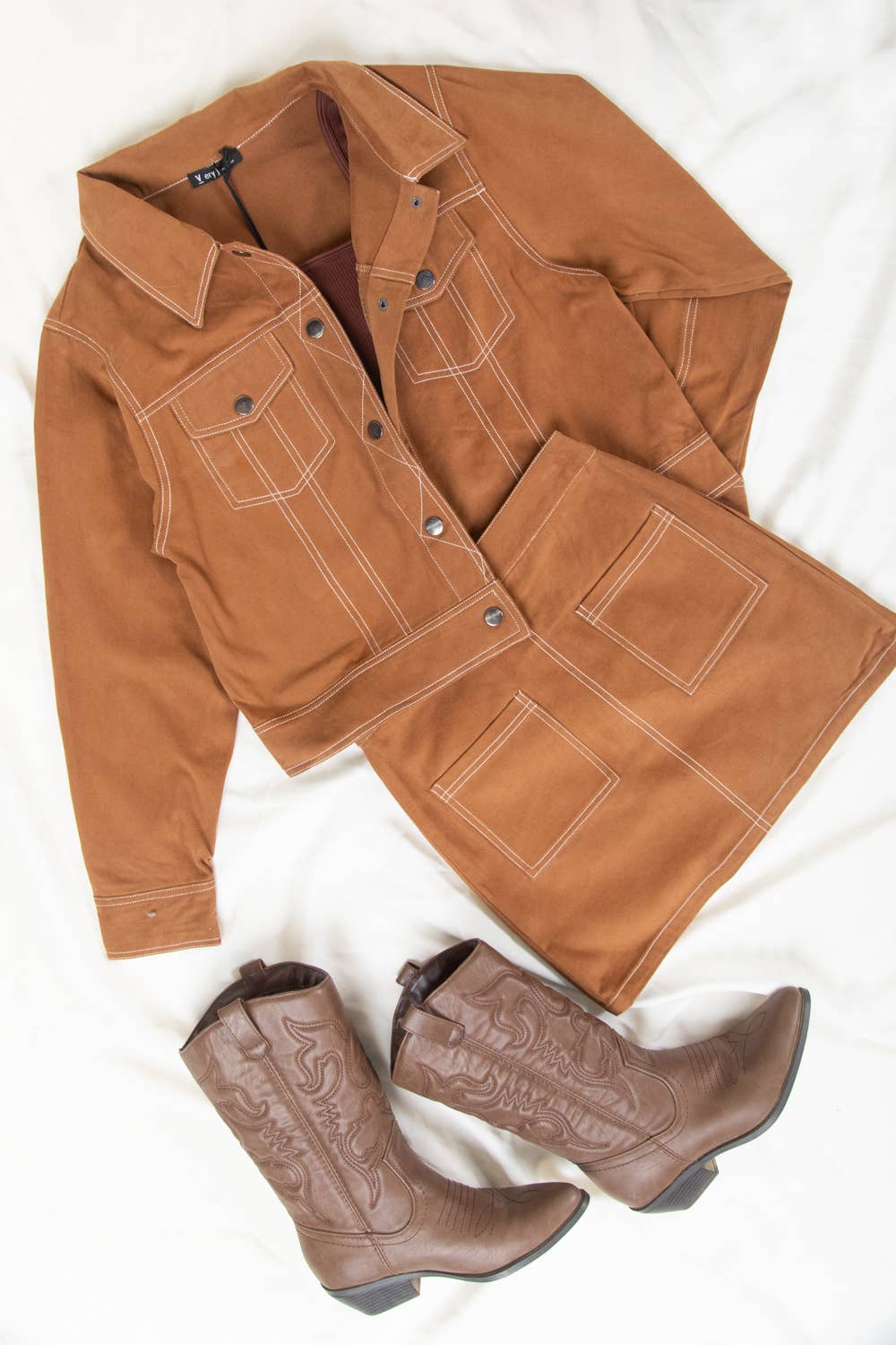 VERY J - Wholesale Skirt - Women's - VE60070BOT-Contrast Color Stitch Mini Skirt9