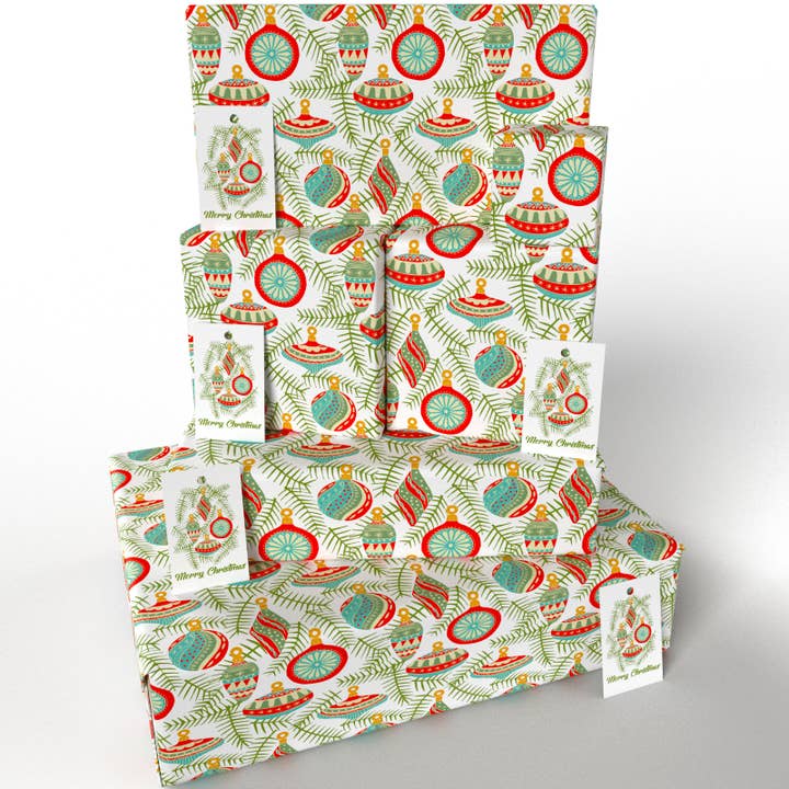 Re-wrapped – wholesale Flat wrap – Christmas Baubles Wrapping Paper • ECO Friendly • UK Made7