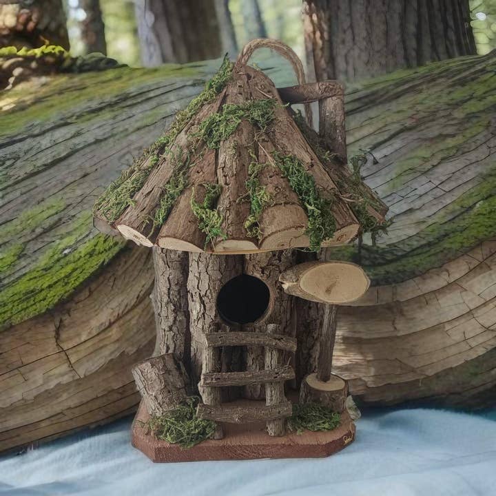 Marissa's Gifts – wholesale Bird house – Handmade wooden birdhouse hut with ladder8