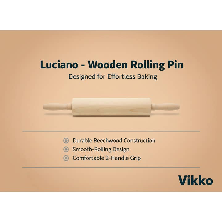 Kadra Kitchenware - Vendita all'ingrosso Mattarelli - Luciano - Mattarello in legno, 2 manici3