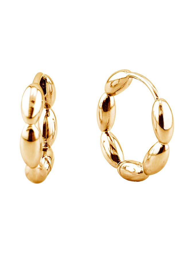 14K Link Beans Huggie Hoop Earring for wholesale by Hana