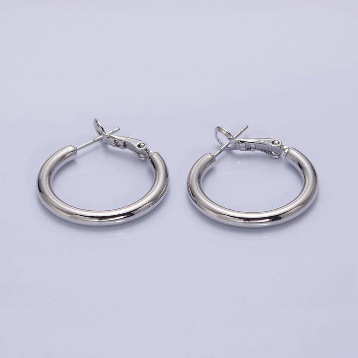 Silver, Gold 20mm, 25mm Chubby Tube Hinge Hoop Earrings | AB592 AB1552, AB1095 AB1097 for wholesale by Aim Eternal