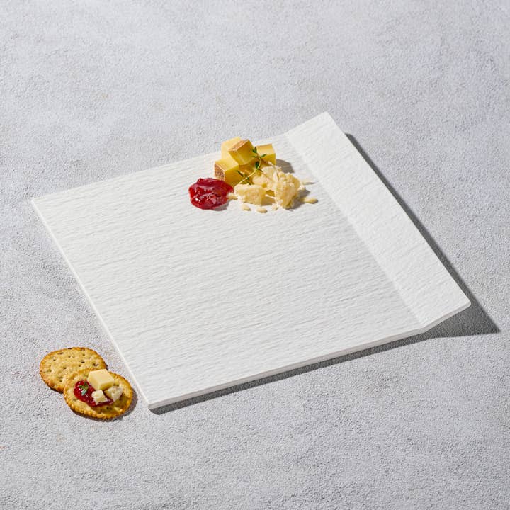 Kadra Kitchenware - Wholesale Dinner plate - Vikko Thunder - White Matte Square Lifted Edge Plate, 11.25"