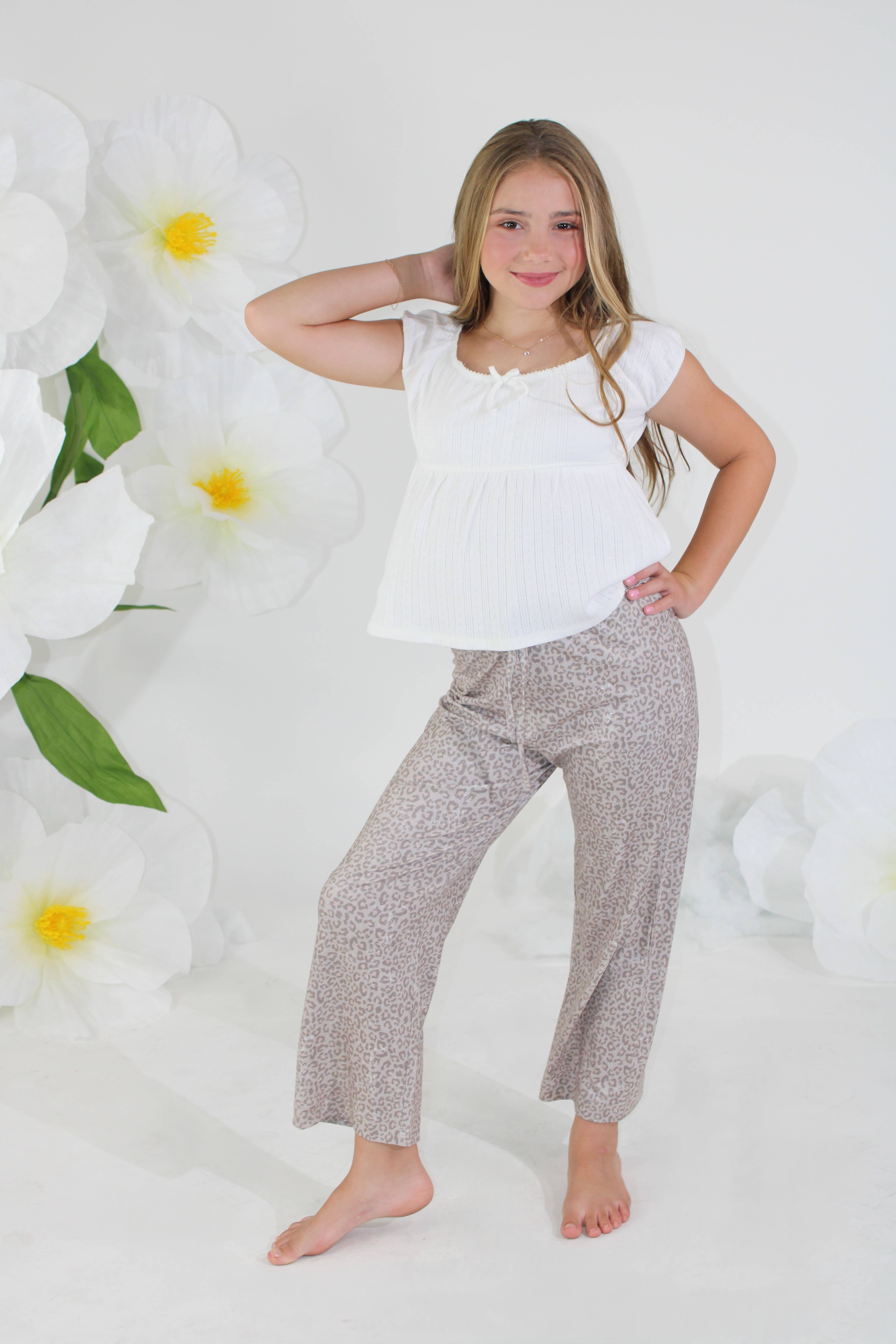 Paper Flower - Wholesale Pants - Kids - Distressed Animal Print Pants Tween Girls1