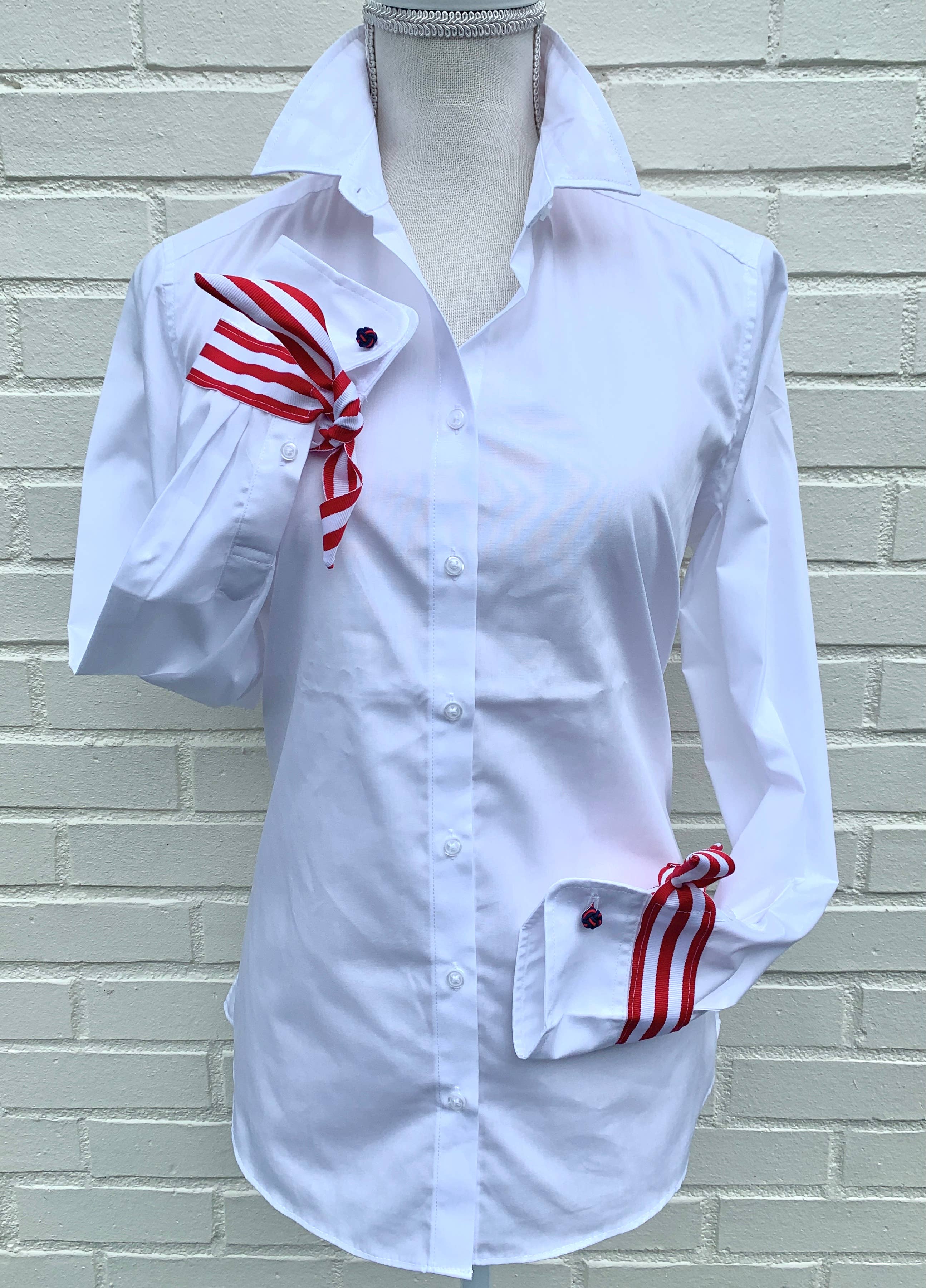 Audrey Ribbon FC - White w Red & White Stripe Ribbon for wholesale on Faire6
