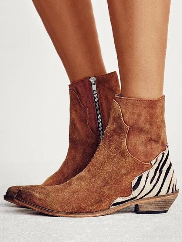 kycozy - Vendita all'ingrosso Stivaletti - Donna - Stivaletti alla caviglia con cerniera e tacco basso alla moda4