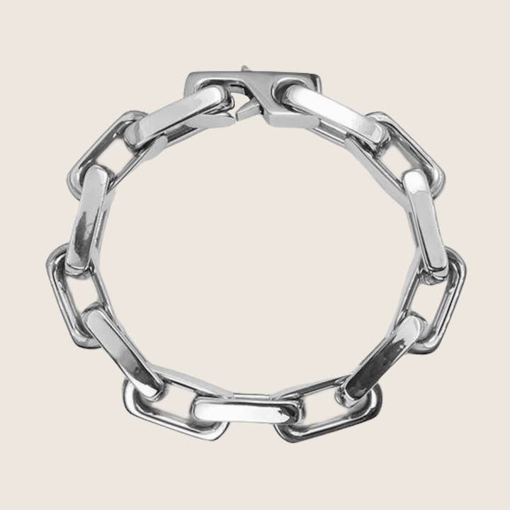 Bracelet en acier et argent pour la vente par Crescent Schmuck