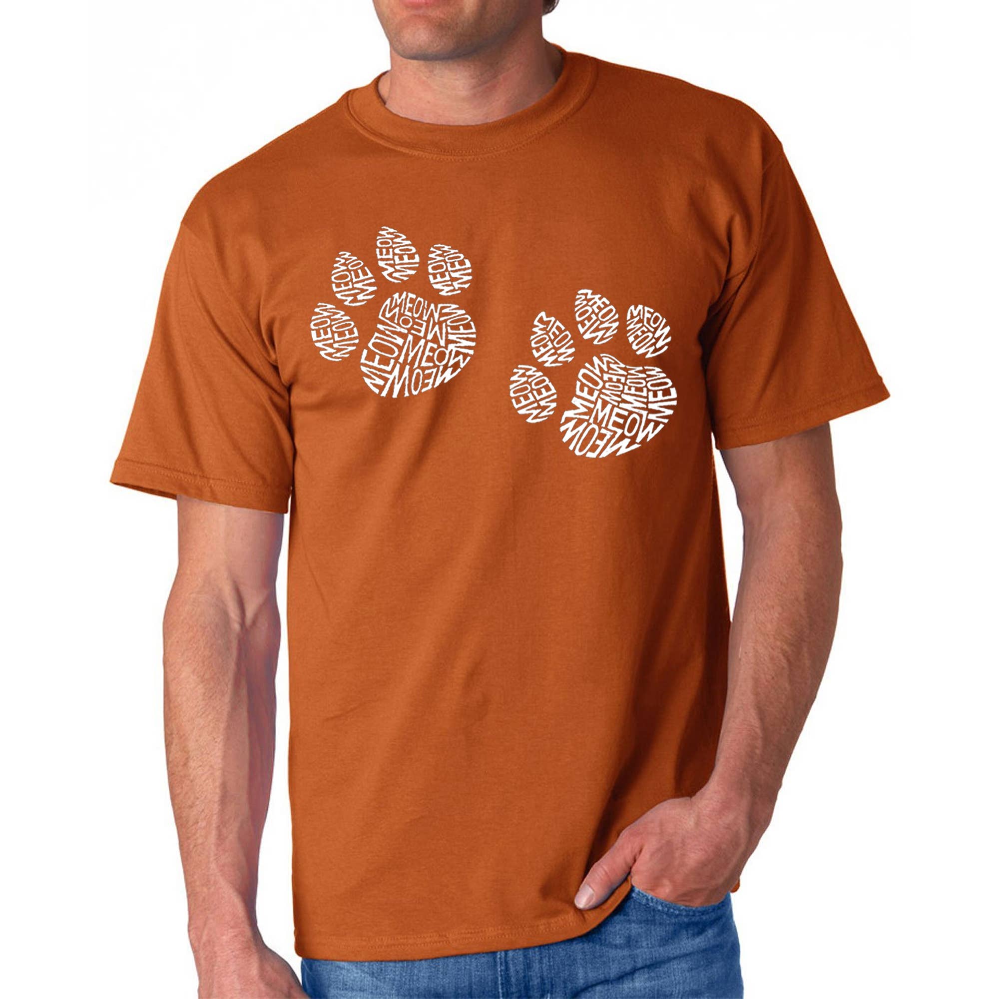 LA Pop Art - Wholesale Screen Printed T-Shirt - Men's - LA Pop Art Men's Word Art T-shirt - Meow Cat Prints6