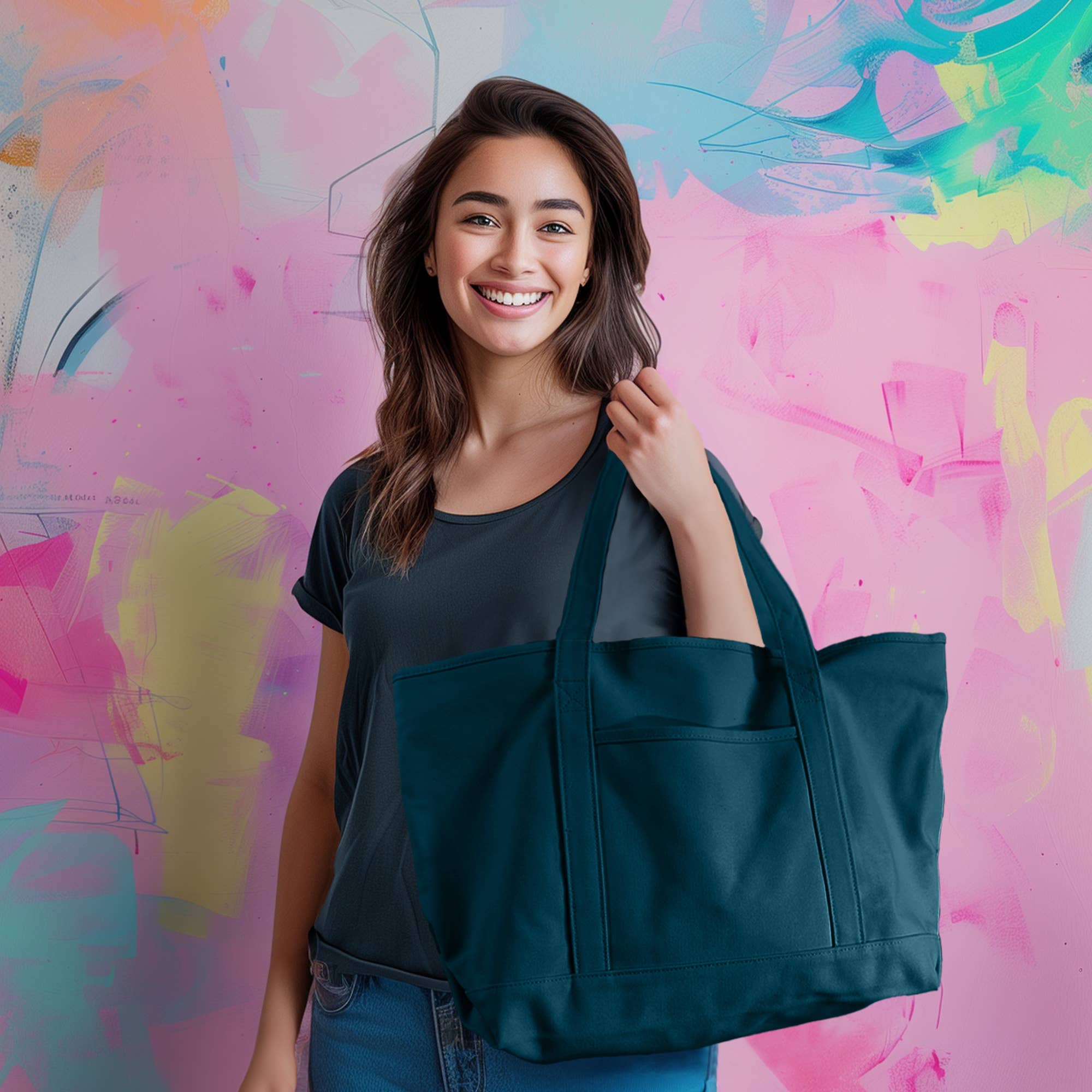 Dalix – Großhandel Tragetasche – Damen – Dalix 23" Deluxe 24 oz. Baumwoll-Canvas-Tragetasche mit Reißverschluss57