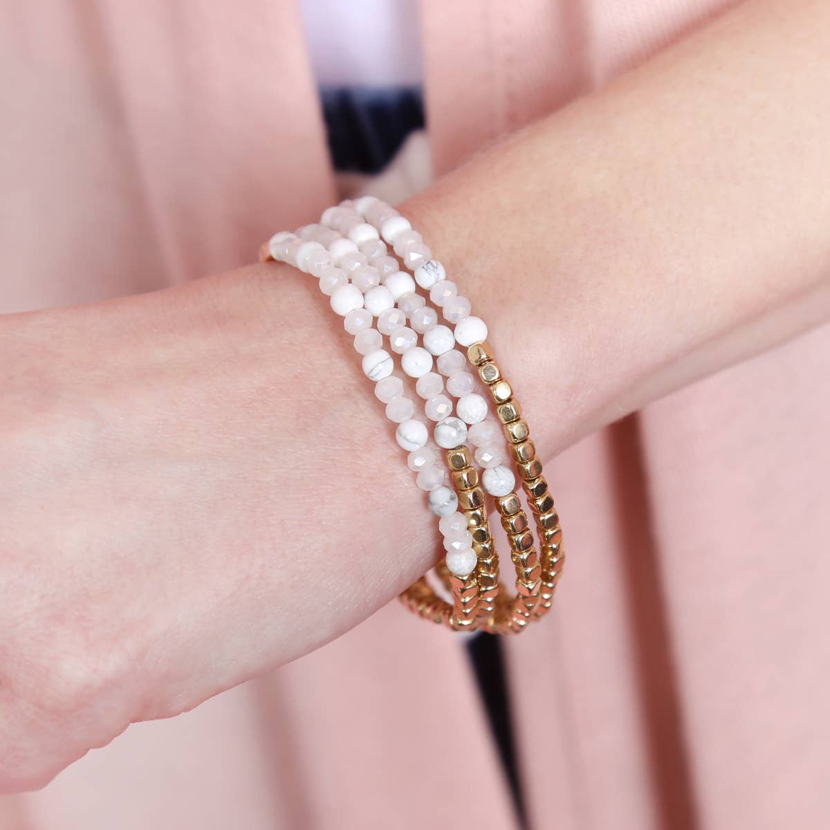 MYS Wholesale Inc - Wholesale Beaded Bracelet - Brass, Stone, Glass Four Set Beads Bracelet20