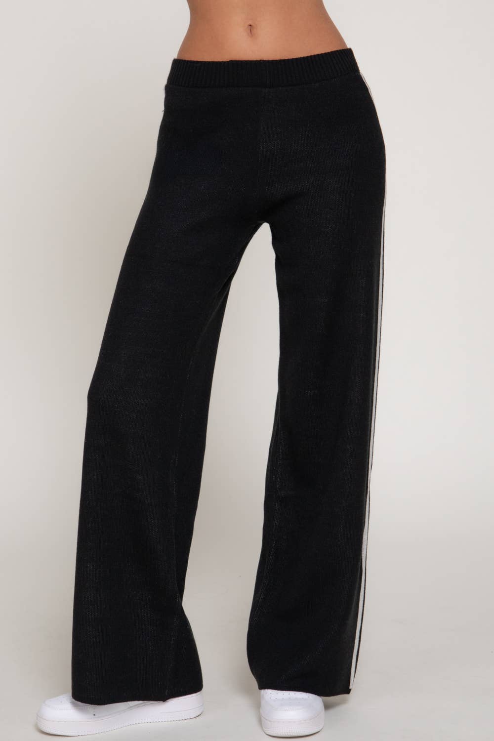 Active Basic | Active USA - Wholesale Pants - Women's - Straight Leg Knit Pants with Contrasting Side Stripes2