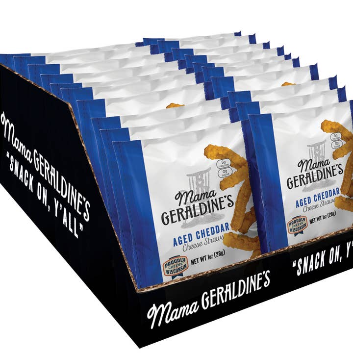 Mama Geraldine's - Wholesale Cheese Straws - 1oz. Aged Cheddar (Traditional) Cheese Straw Caddies