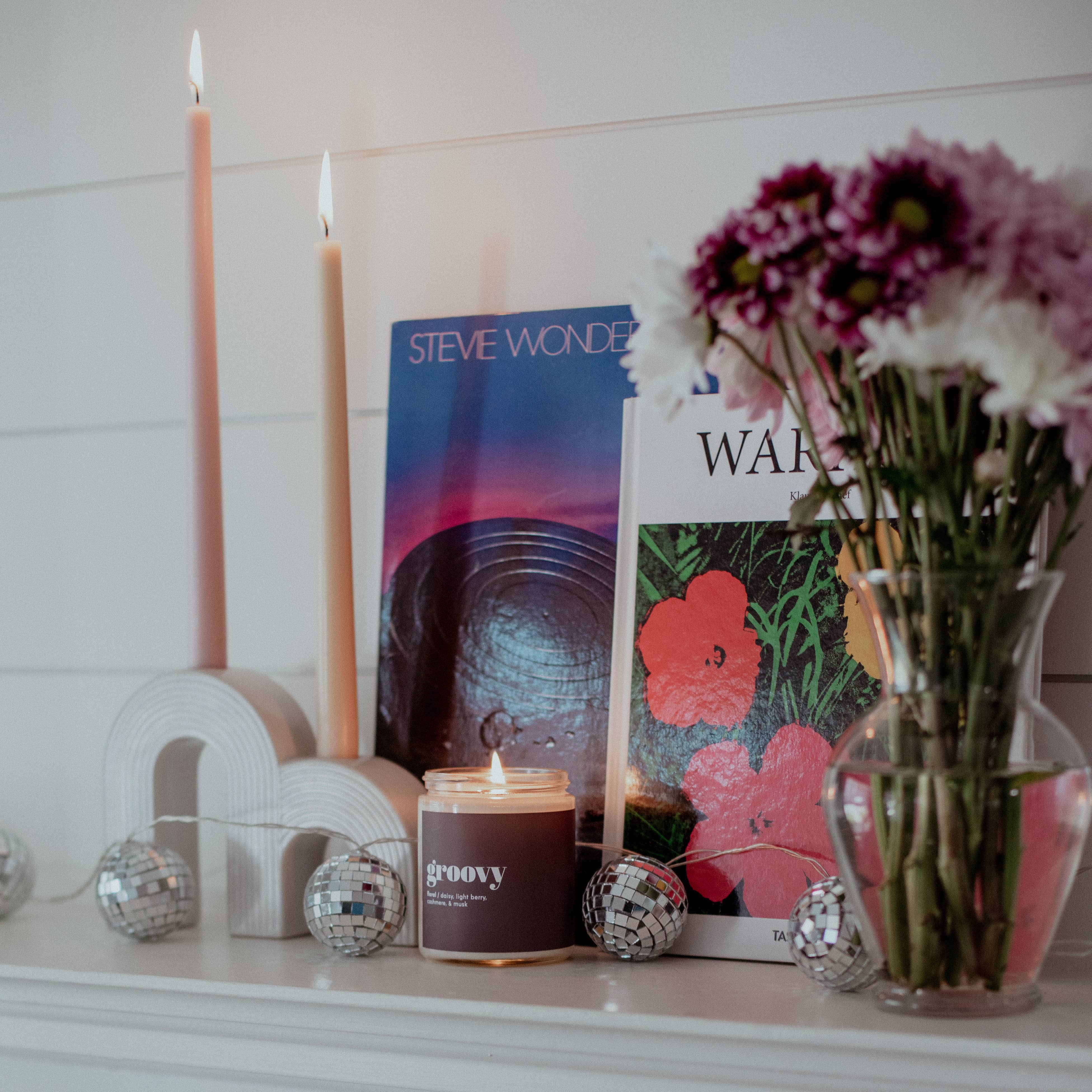 Vella & Co. by Vellabox - Wholesale Jar/Filled Candle - Groovy | 8oz Soy Candle Clear Jar2