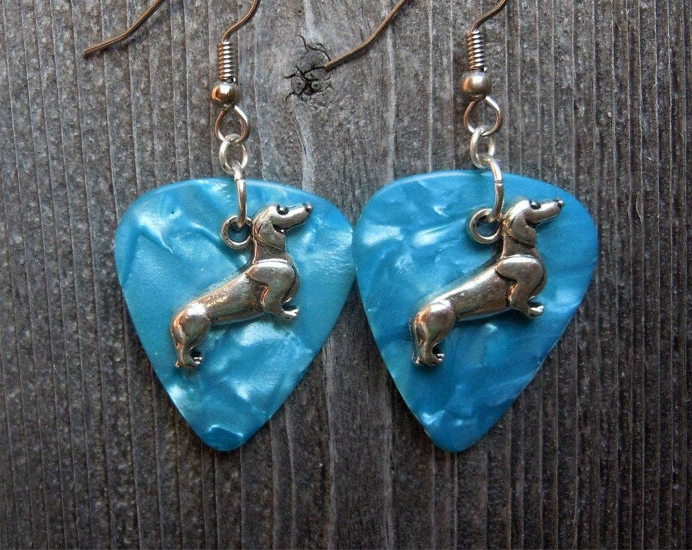 Simply Raevyn - Wholesale Dangle Earrings - Dachshund Charm Guitar Pick Earrings30