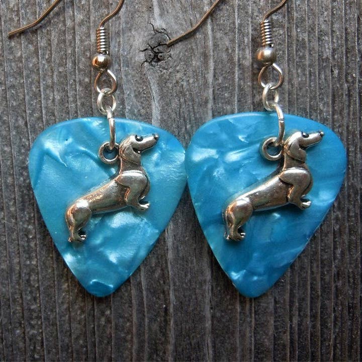 Simply Raevyn - Wholesale Dangle Earrings - Dachshund Charm Guitar Pick Earrings30
