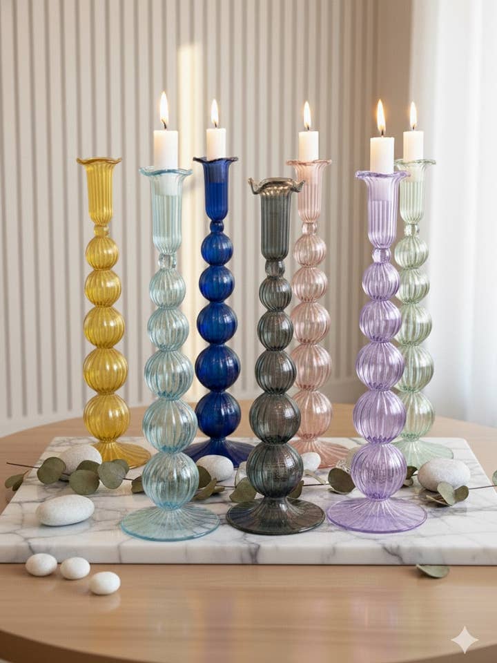 Handblåst hög puffad virvelglasljuspinne för wholesale av Arabazaar Gallery LLC