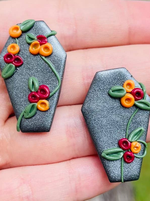 Fall Flower Tombstones for wholesale by Clouds of Clay Jewelry